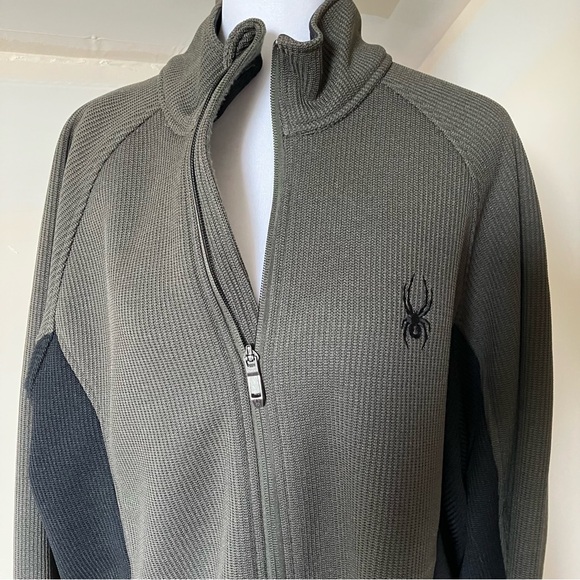 Men’s Spyder Green/Black Fleece Zip-up Sweatshirt size Large - Picture 2 of 7